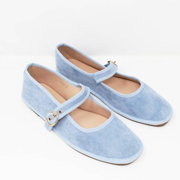 SUEDE BLUE BALLET FLATS