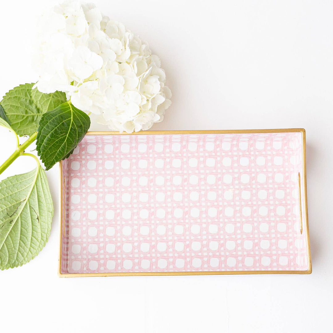 Pink Cane Vanity Tray-Trays-LNH Edit