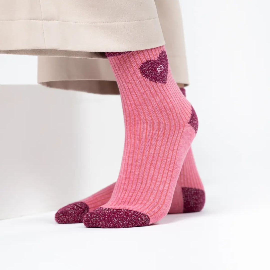 Heart Socks - Light Pink and Pink