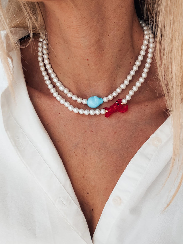 Shell Pearl Choker Necklaces with Lobster