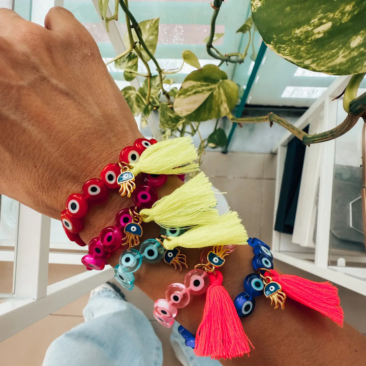 Pink Greek Evil Eye Protection Bracelets with Medusa