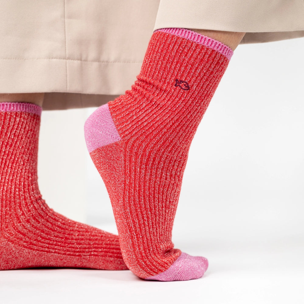 Vintage Glitter Socks - Red-Socks-LNH Edit