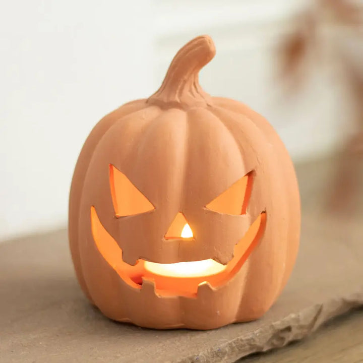 Terracotta Halloween Pumpkin 15cm