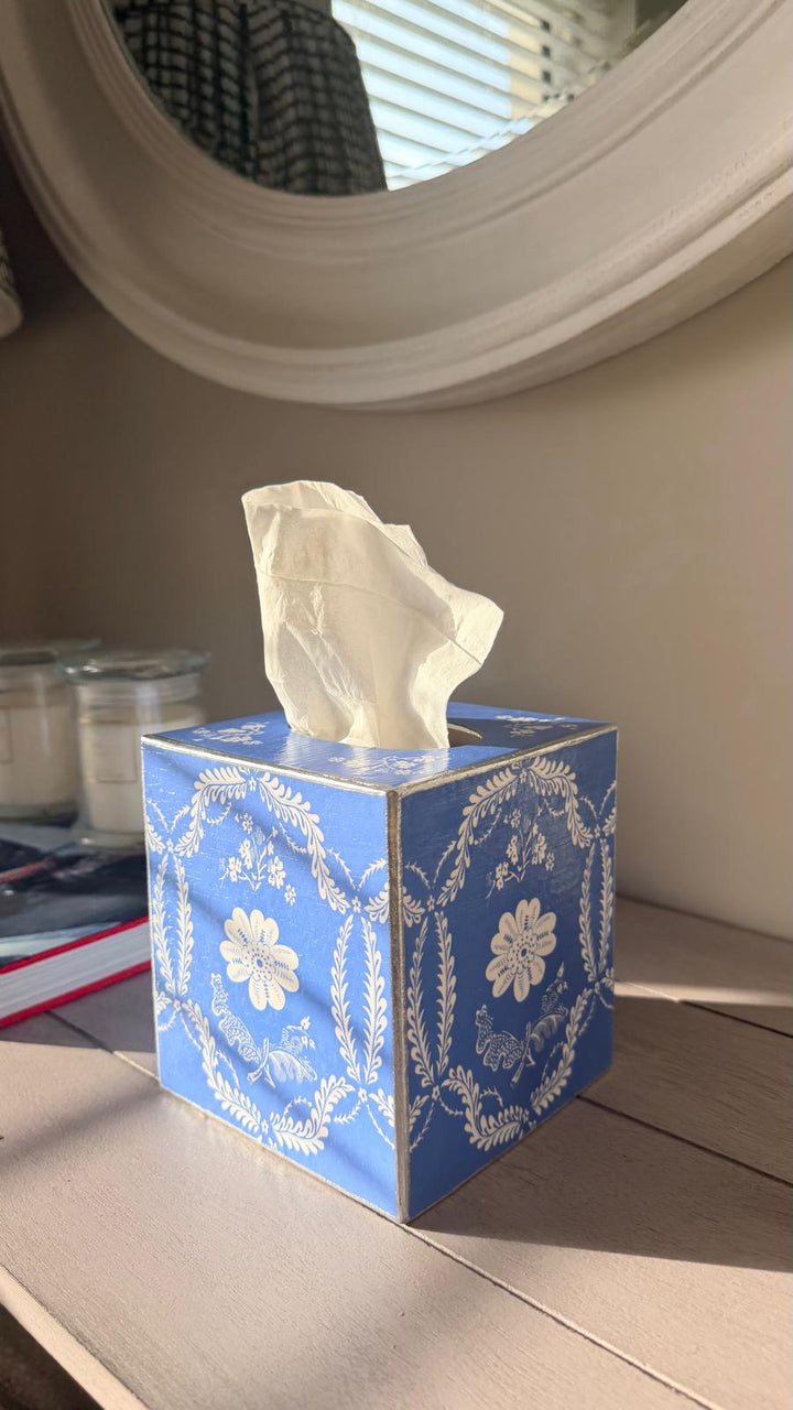 Blue Provincial Tissue Box Cover-Tissue Boxes-LNH Edit