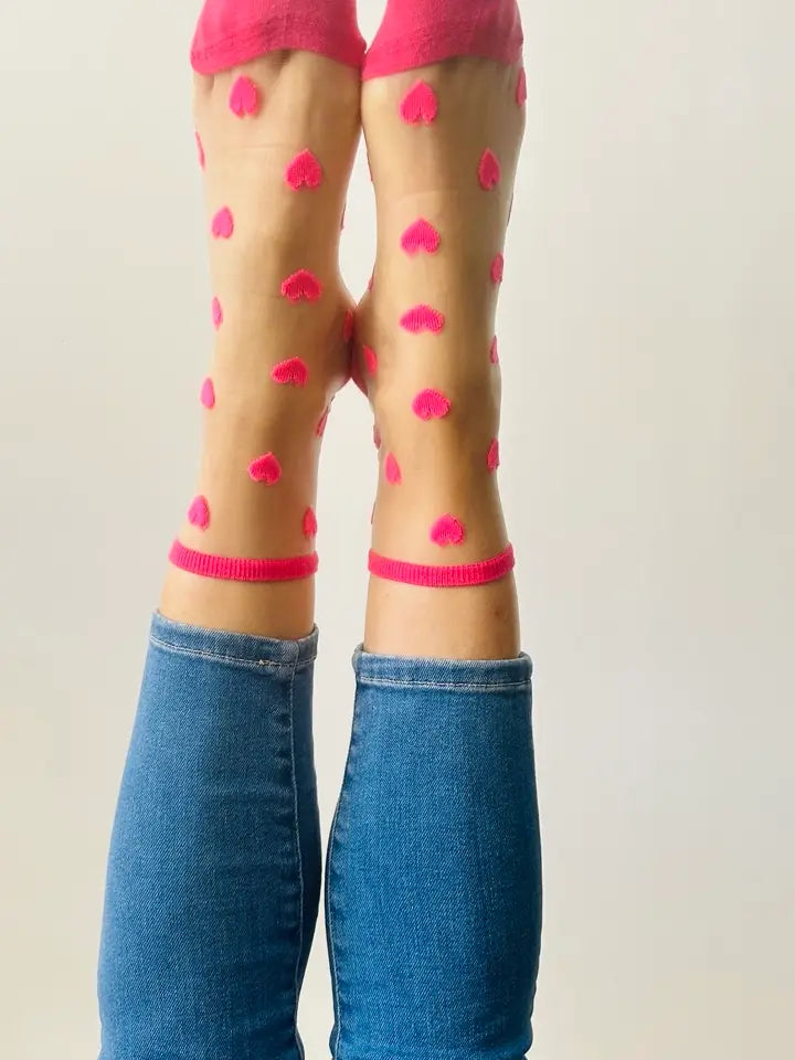 Hot Pink Heart Socks