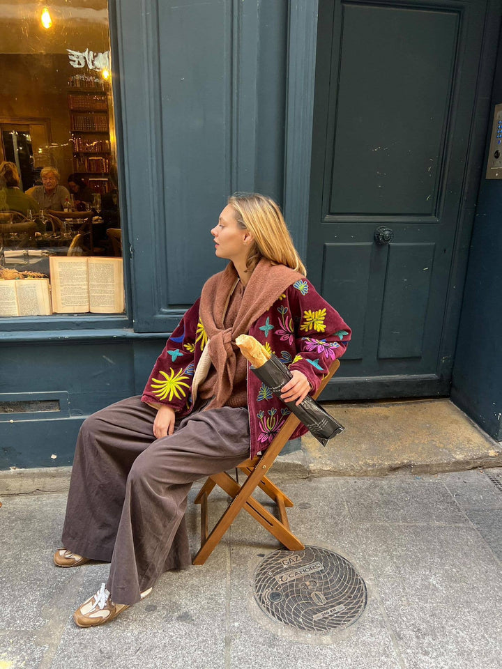 "Tiger" velvet jacket: Bordeaux