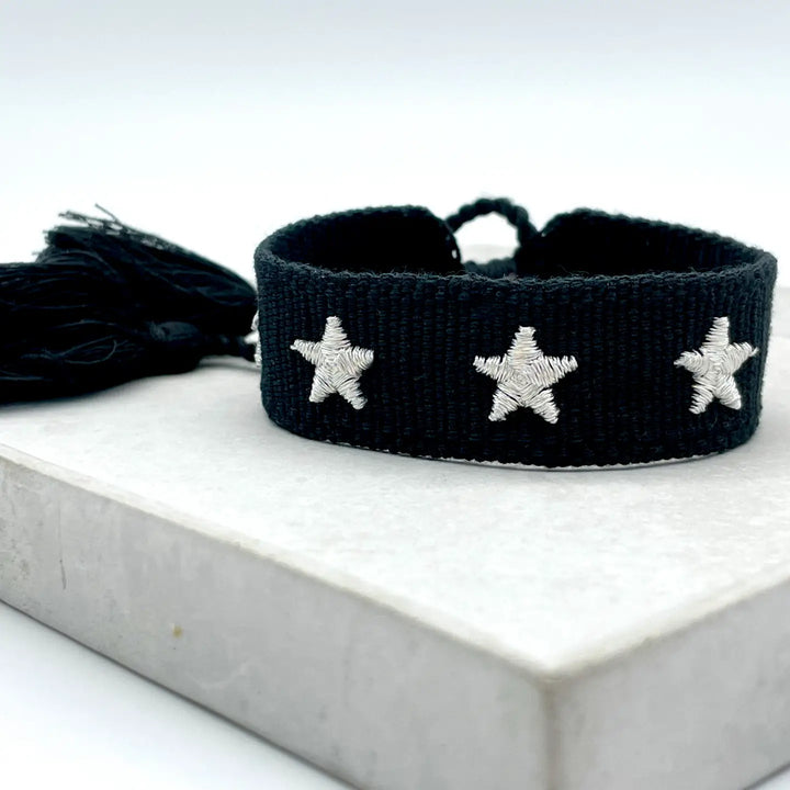 Black stars Woven Bracelet