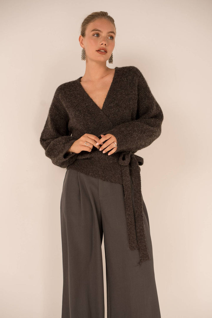 Chocolate Wrap-around cardigan