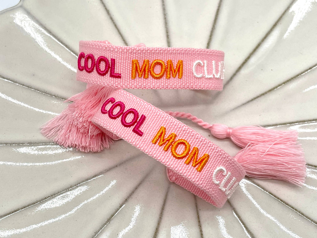 COOL MOM CLUB statement bracelet woven, embroidered