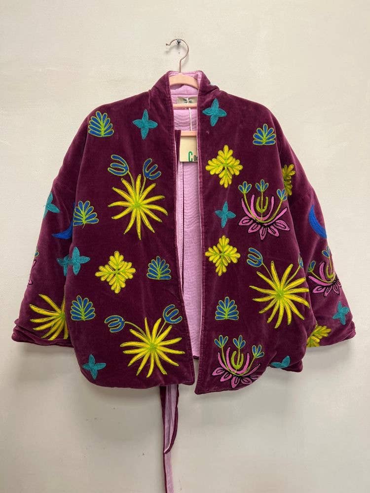 "Tiger" velvet jacket: Bordeaux