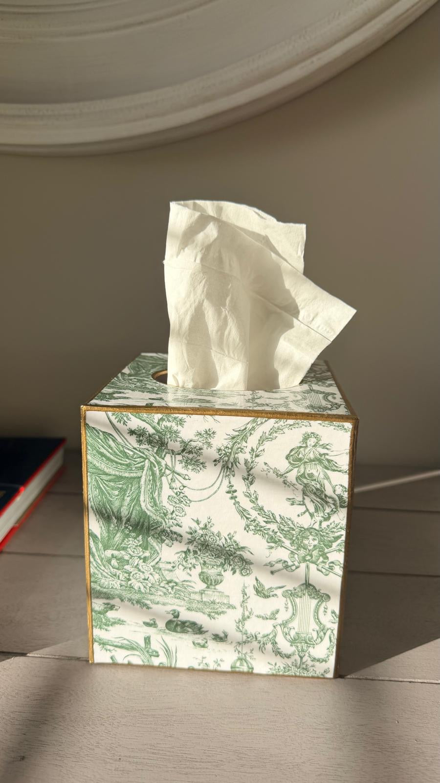 Sage Toile Tissue Box Cover-Tissue Boxes-LNH Edit