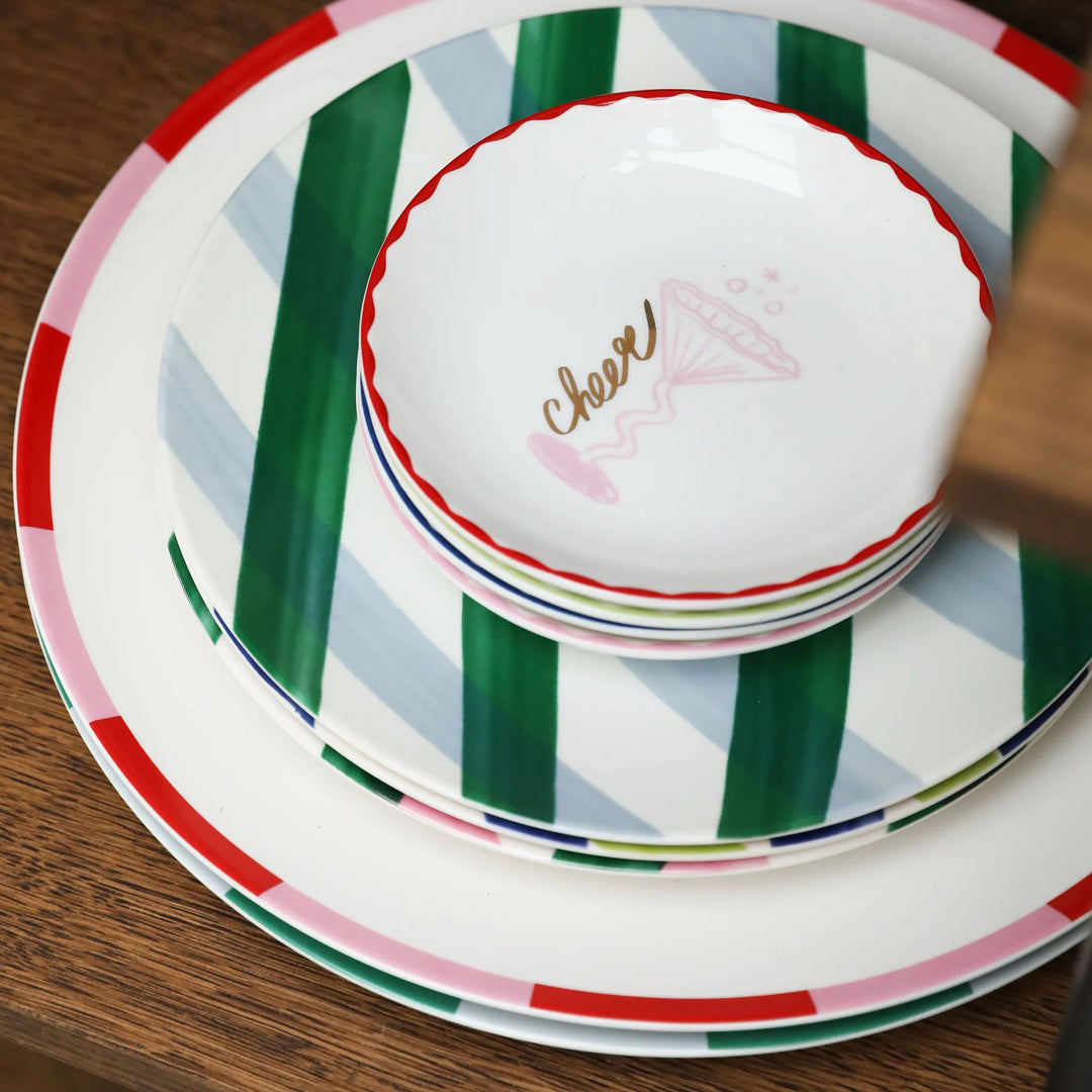 Large Christmas bliss plates Pink set of 2