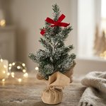 Snowy red bow tree
