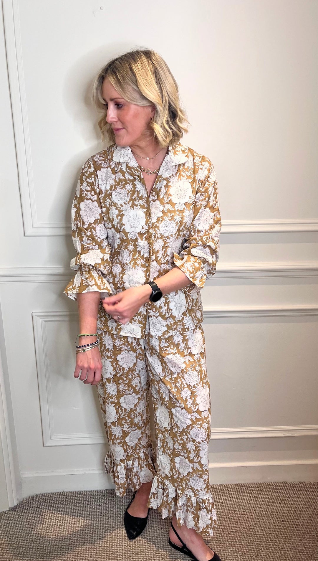 Nancy Beige Pyjama Set-Pyjamas-LNH Edit