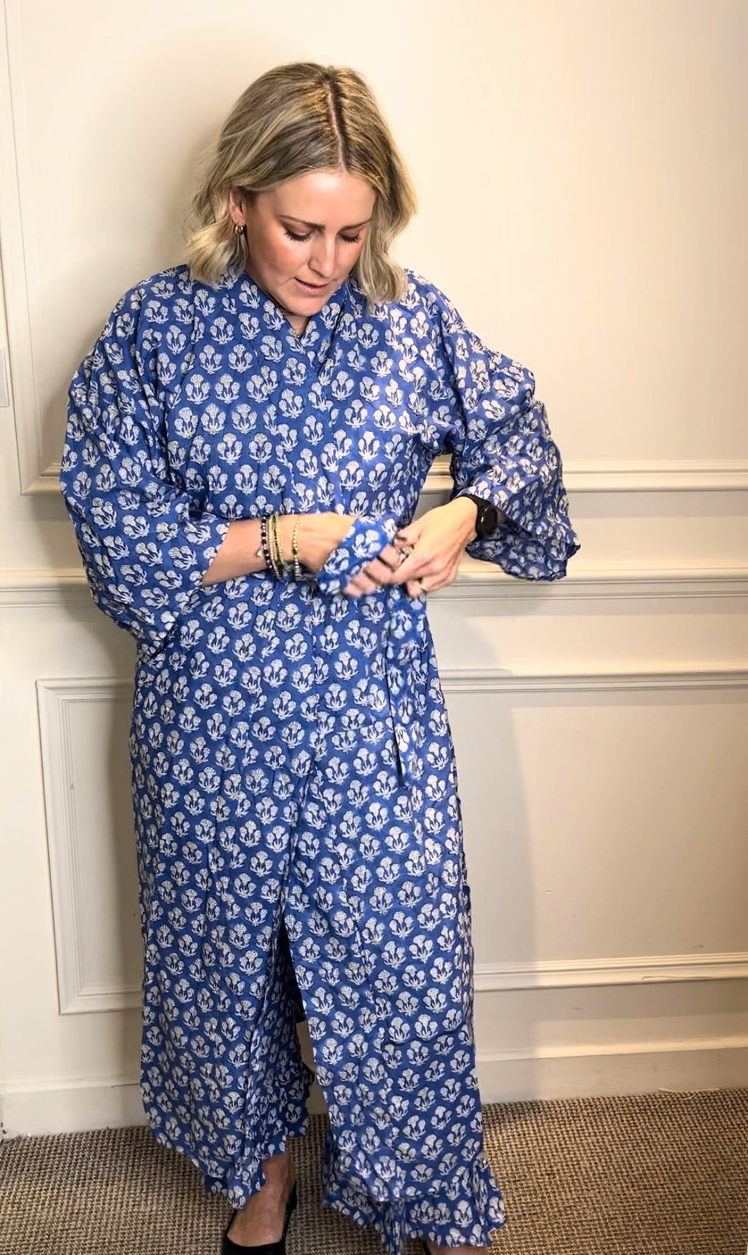 Nancy Blue Printed Robe-Dressing Gowns/Robes-LNH Edit