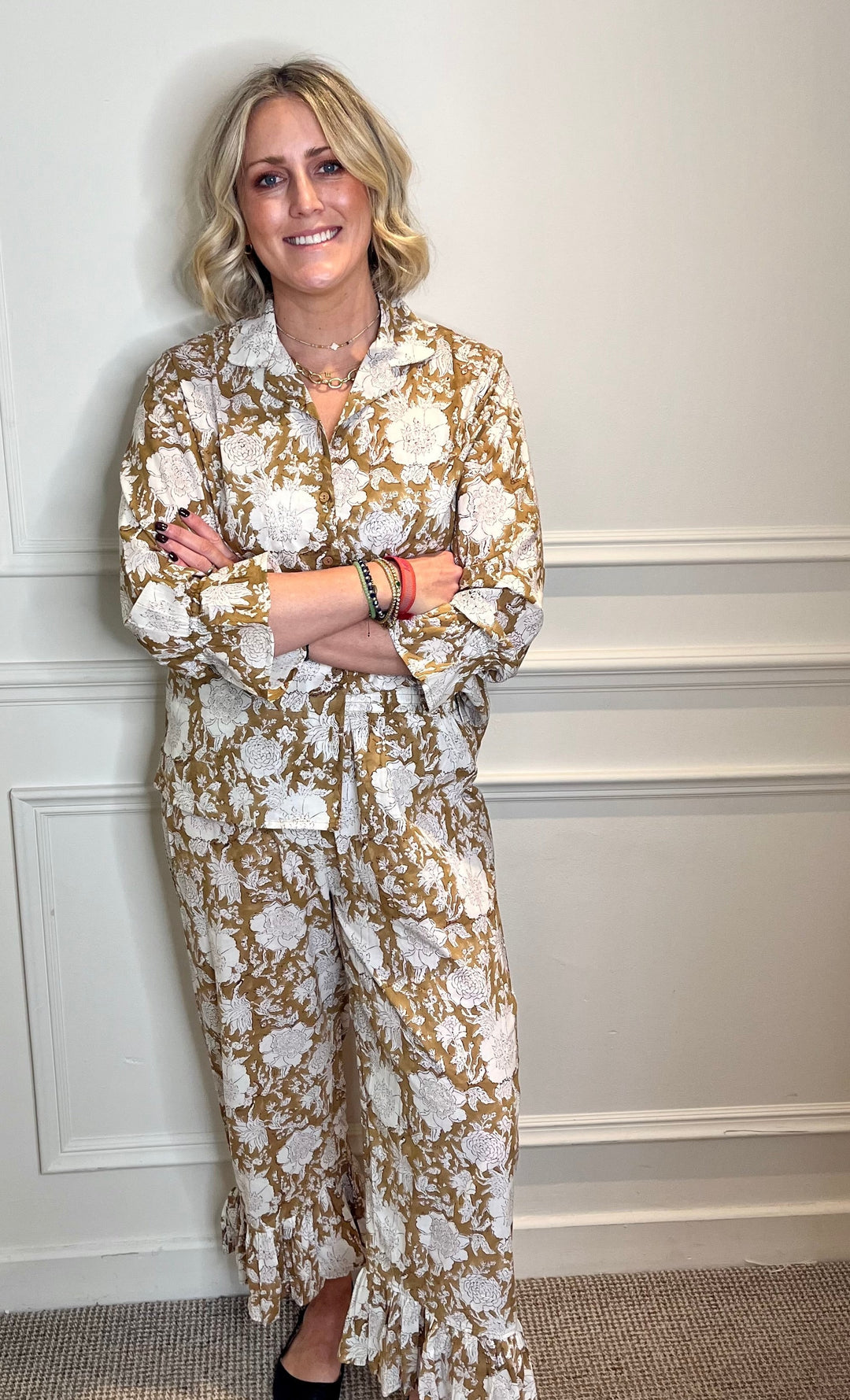 Nancy Beige Pyjama Set-Pyjamas-LNH Edit