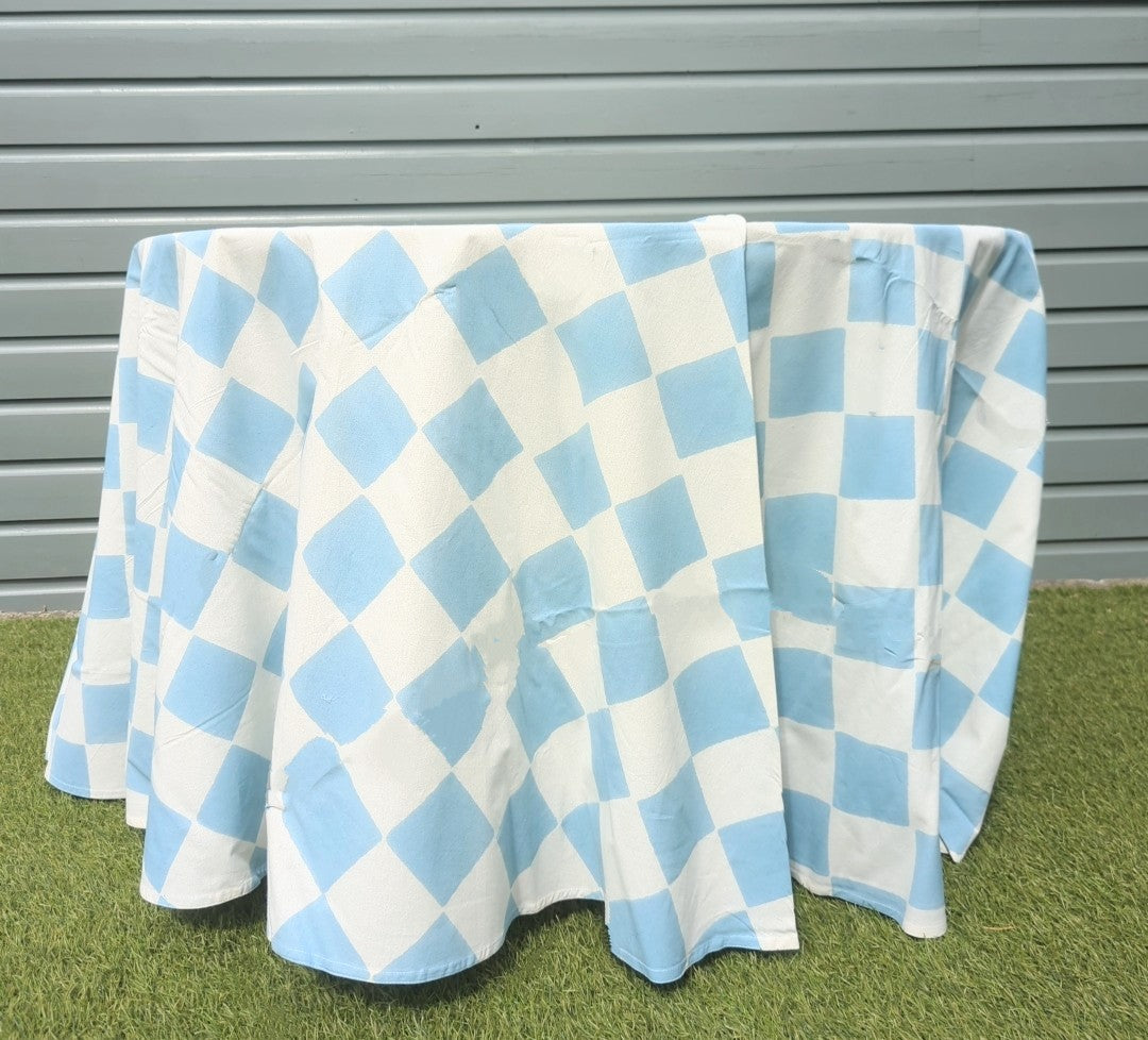 Circus Blue Round Tablecloth