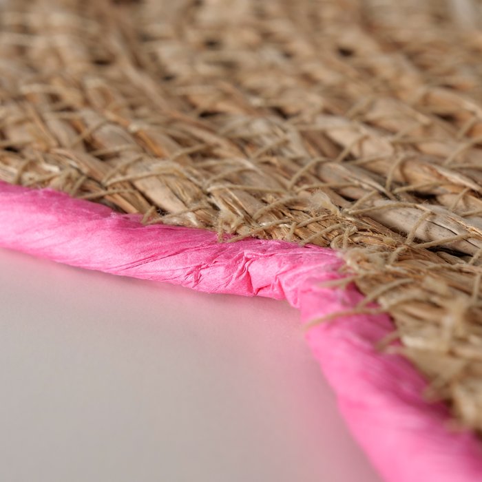 Flower shaped seagrass Placemat, Pink and Yellow