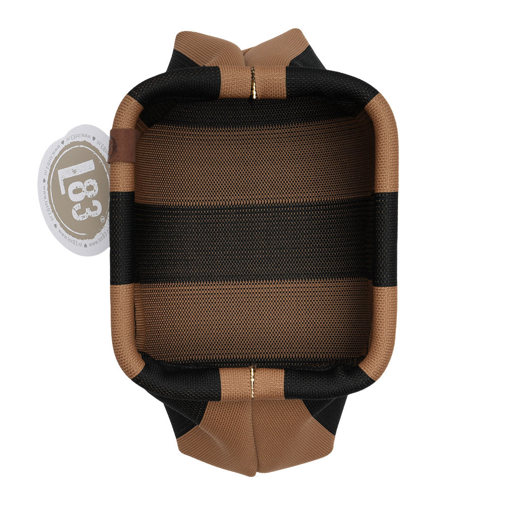 TAN &amp; BLACK Stripe Clutch Bag