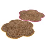 Flower shaped seagrass Placemat, Pink and Yellow