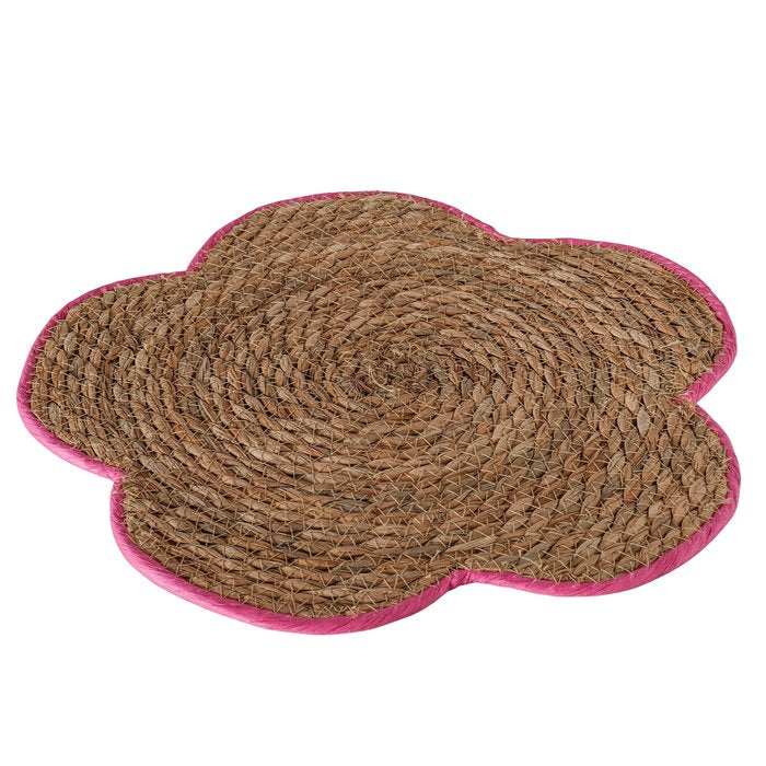 Flower shaped seagrass Placemat, Pink and Yellow