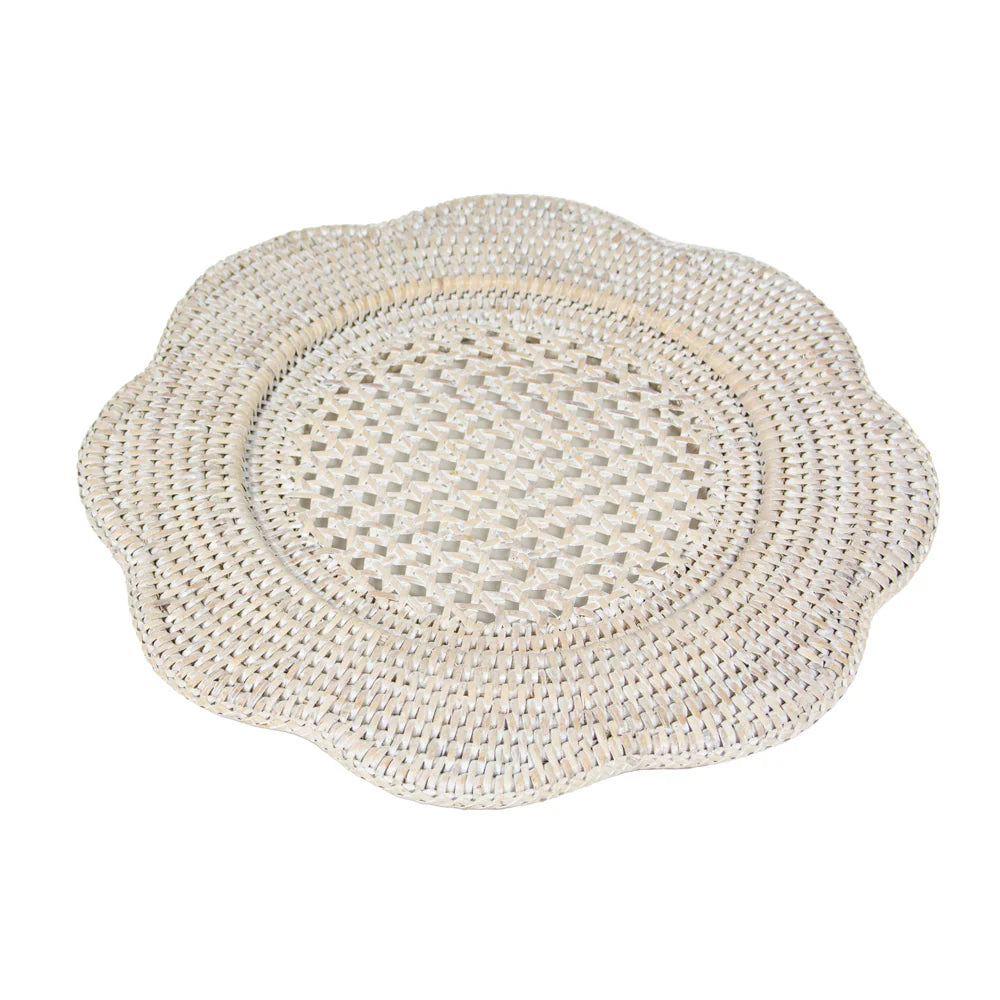 Scallop Cream Rattan Charger