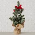 Snowy red bow tree