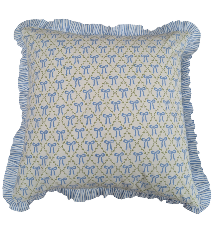 Elizabeth Blue Frill Cushion Cover-Cushion Covers-LNH Edit