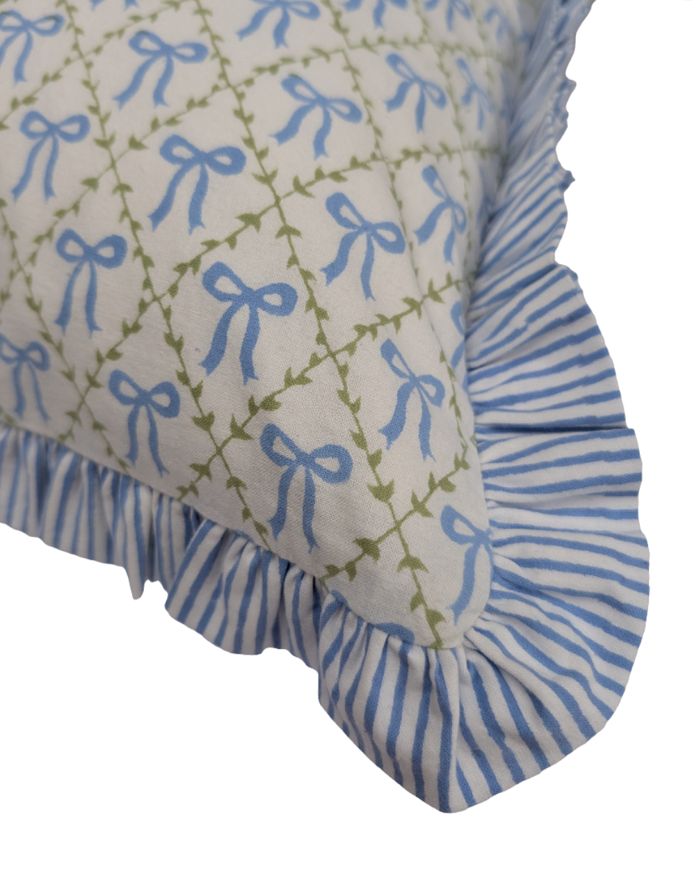 Elizabeth Blue Frill Cushion Cover