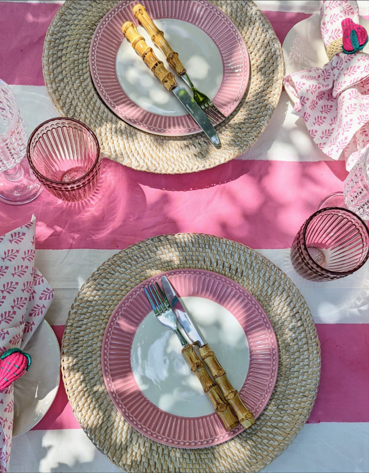 Wide Stripe Pink Tablecloth