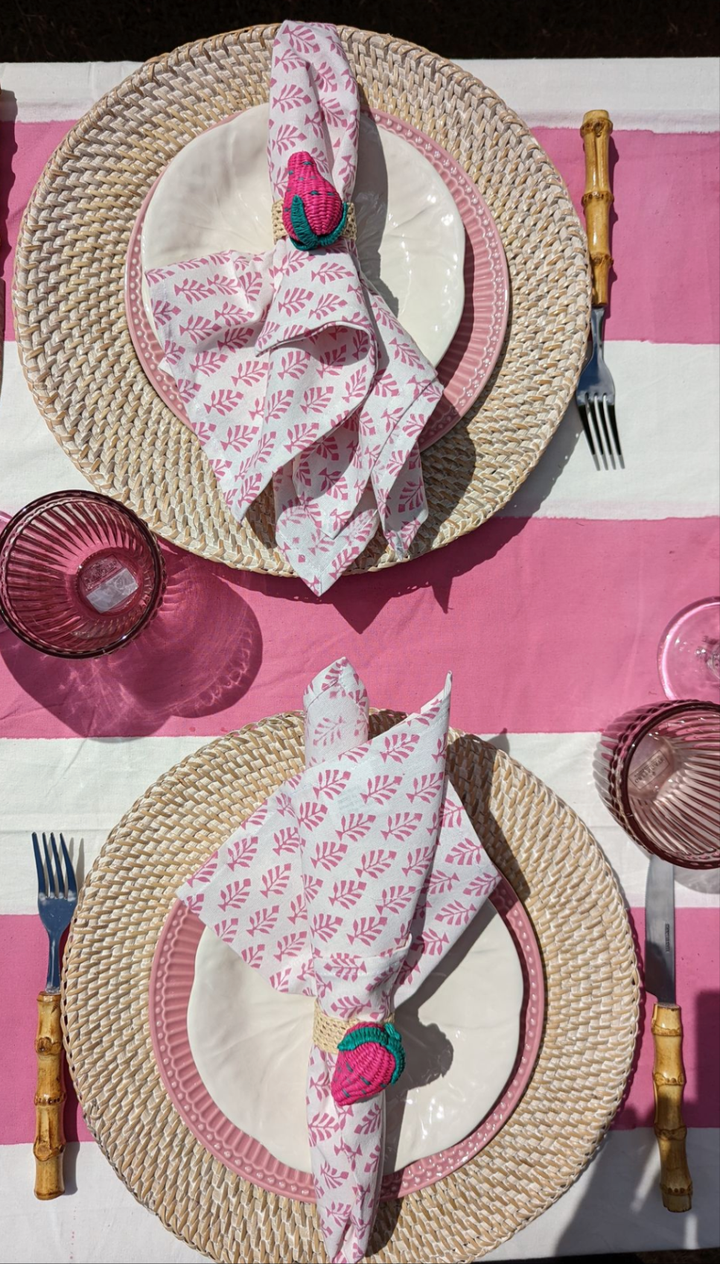 Wide Stripe Pink Tablecloth