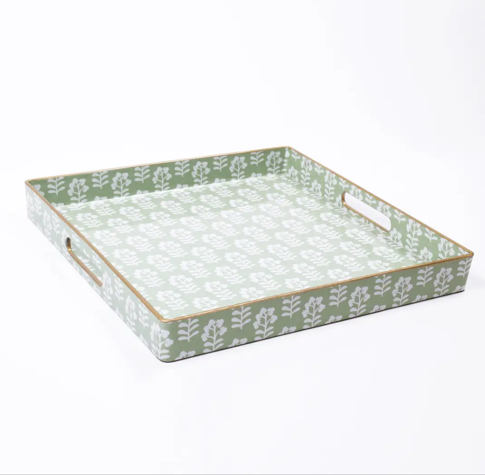 Sage floral Tray