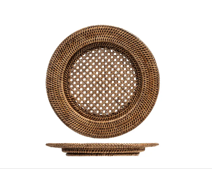 Dark Round Rattan Charger