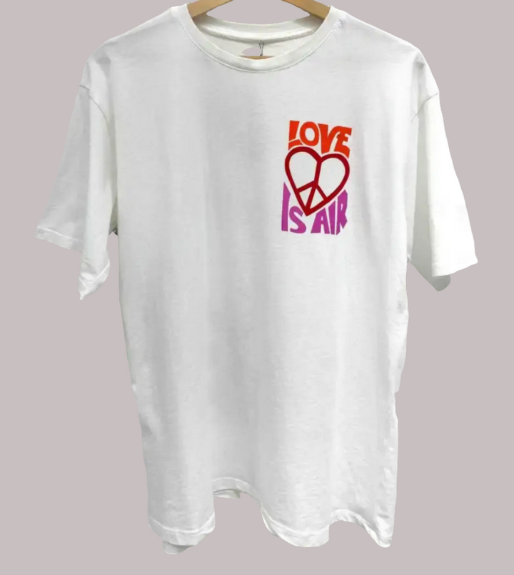 Round neck love cotton t-shirt: White / One Size