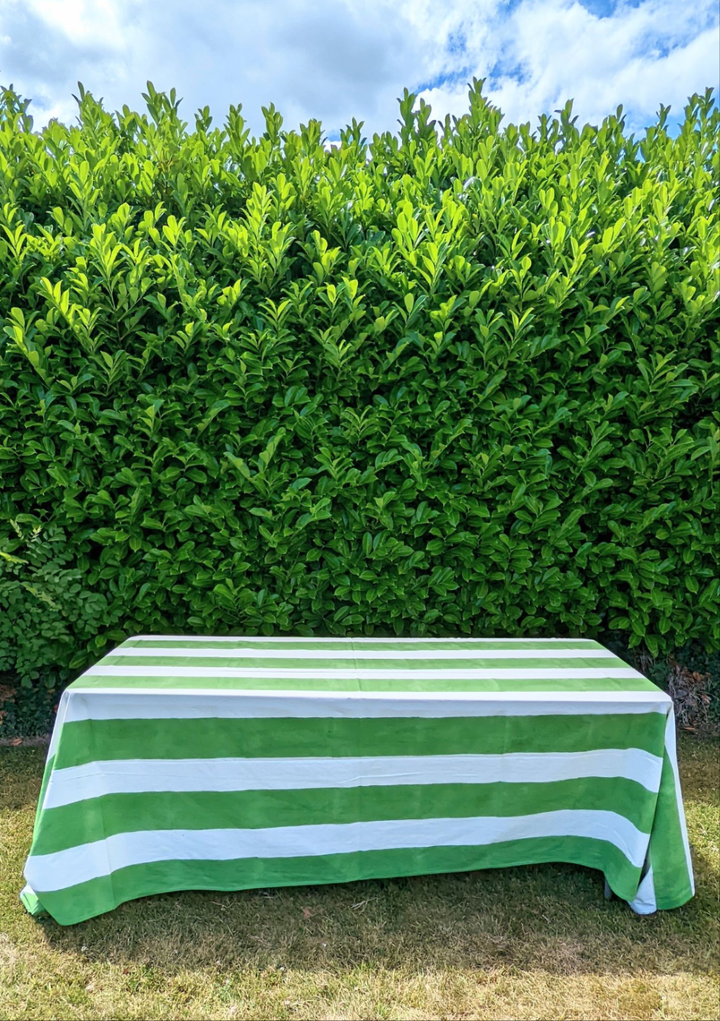 Wide Stripe Green Tablecloth