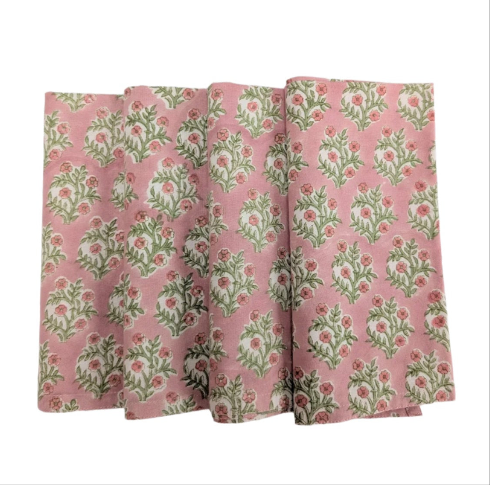 Emily Pink Napkin, Set of 4-Napkins-LNH Edit