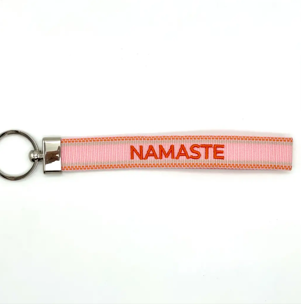 Namaste Pink Woven Keyring