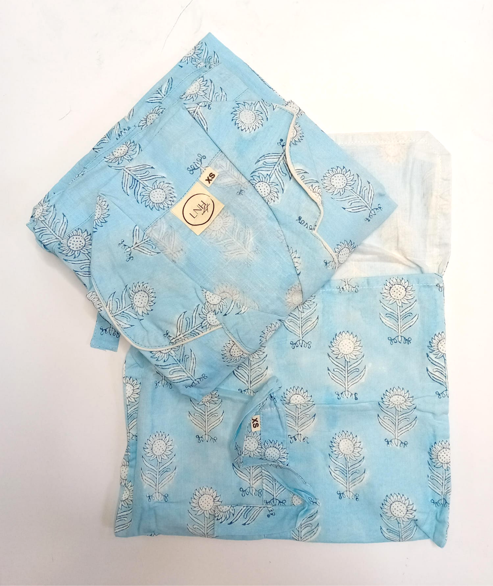 Mimi Blue Floral Pyjama Set-Pyjamas-LNH Edit