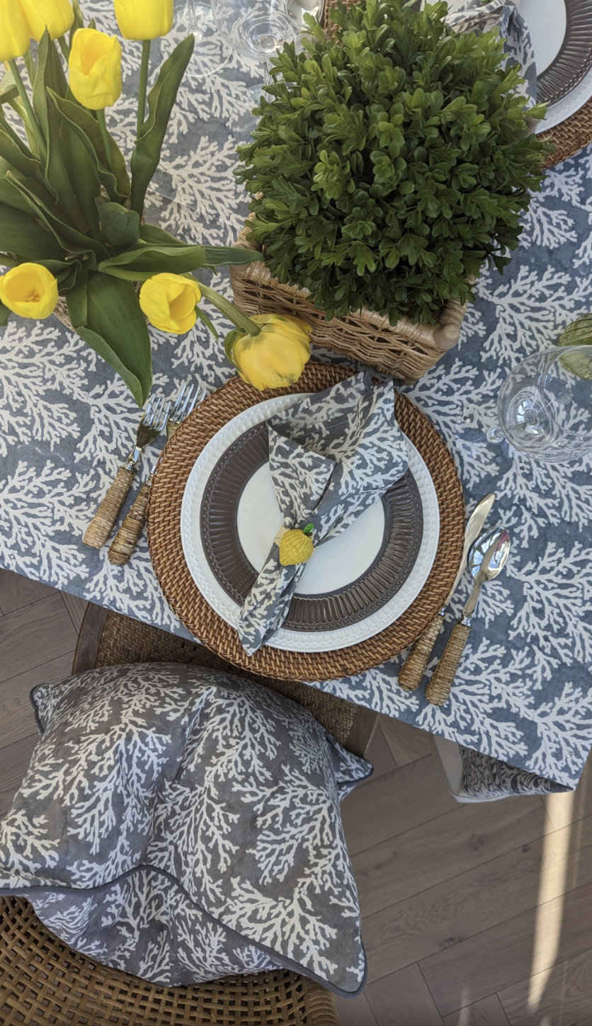 Coral Grey Rectangular Tablecloth-Tablecloths-LNH Edit