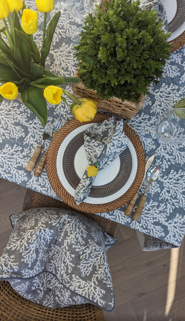 Coral Grey Rectangular Tablecloth-Tablecloths-LNH Edit