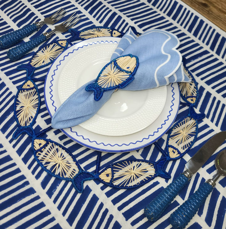 Jeanie Blue Rectangular Tablecloth-Tablecloths-LNH Edit