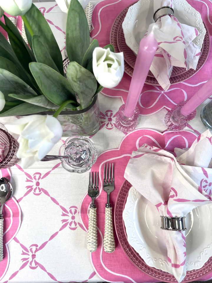 Elizabeth Pink Bow Napkin, Set of 4-Napkin Rings-LNH Edit