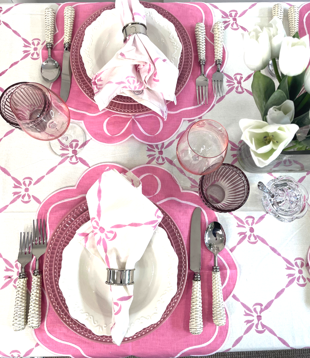 Elizabeth Pink Bow Napkin, Set of 4-Napkin Rings-LNH Edit