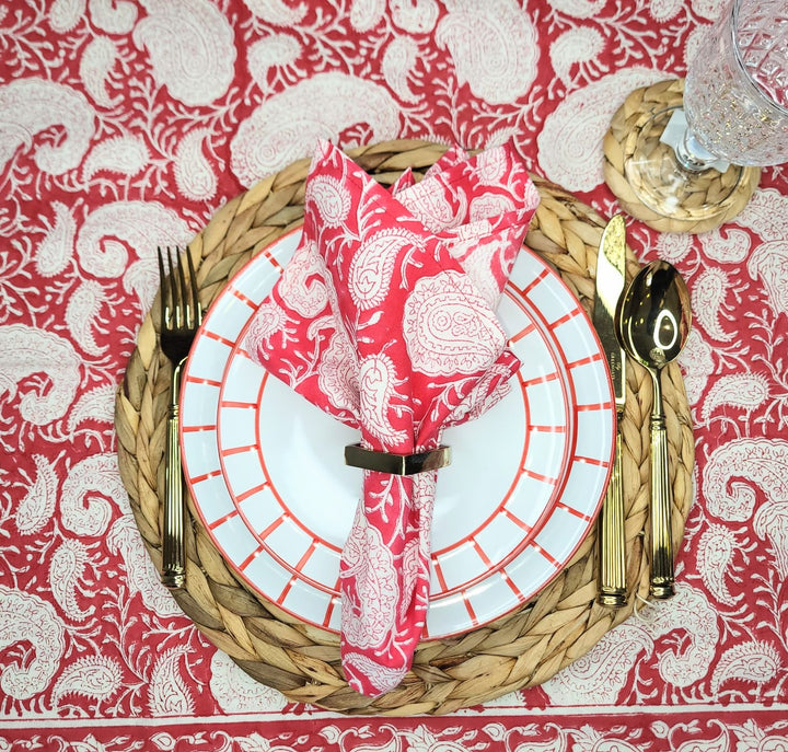 Ella Red Round Tablecloth-Tablecloths-LNH Edit