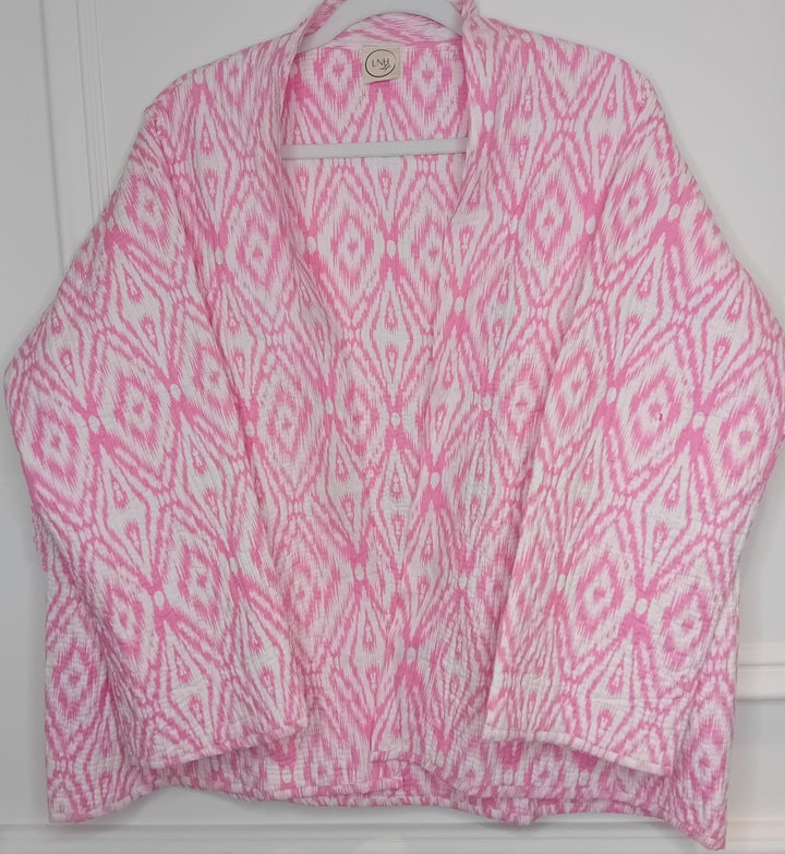 Milan Pink/ White Quilted Jacket-Jackets & Coats-LNH Edit