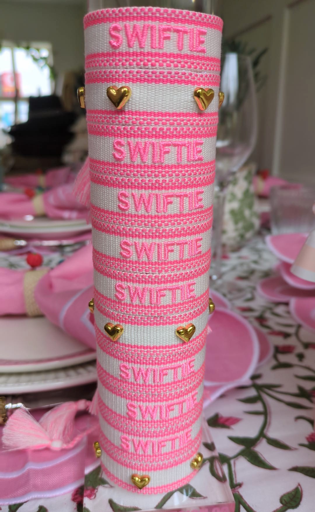 Kids Pink/White Swiftie Woven Bracelet