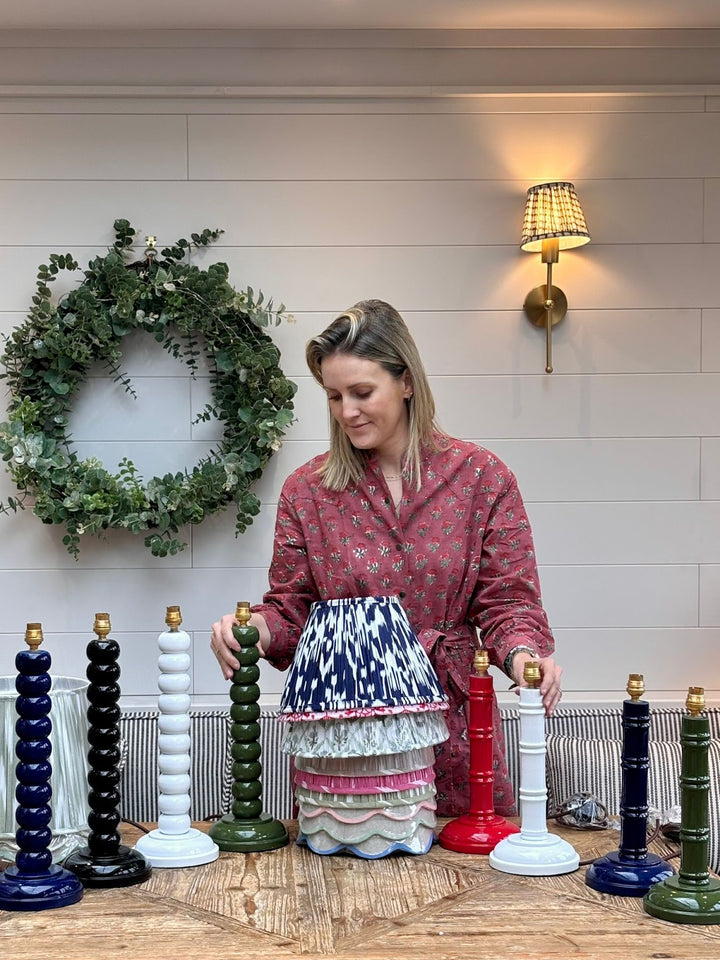 Hand Painted Bobbin Tall Lamp Base , 42.5cms Black Gloss