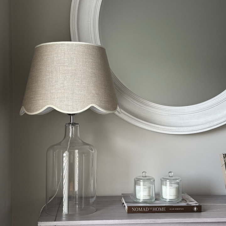 Scallop linen cream trim Lampshade-Lampshades-LNH Edit