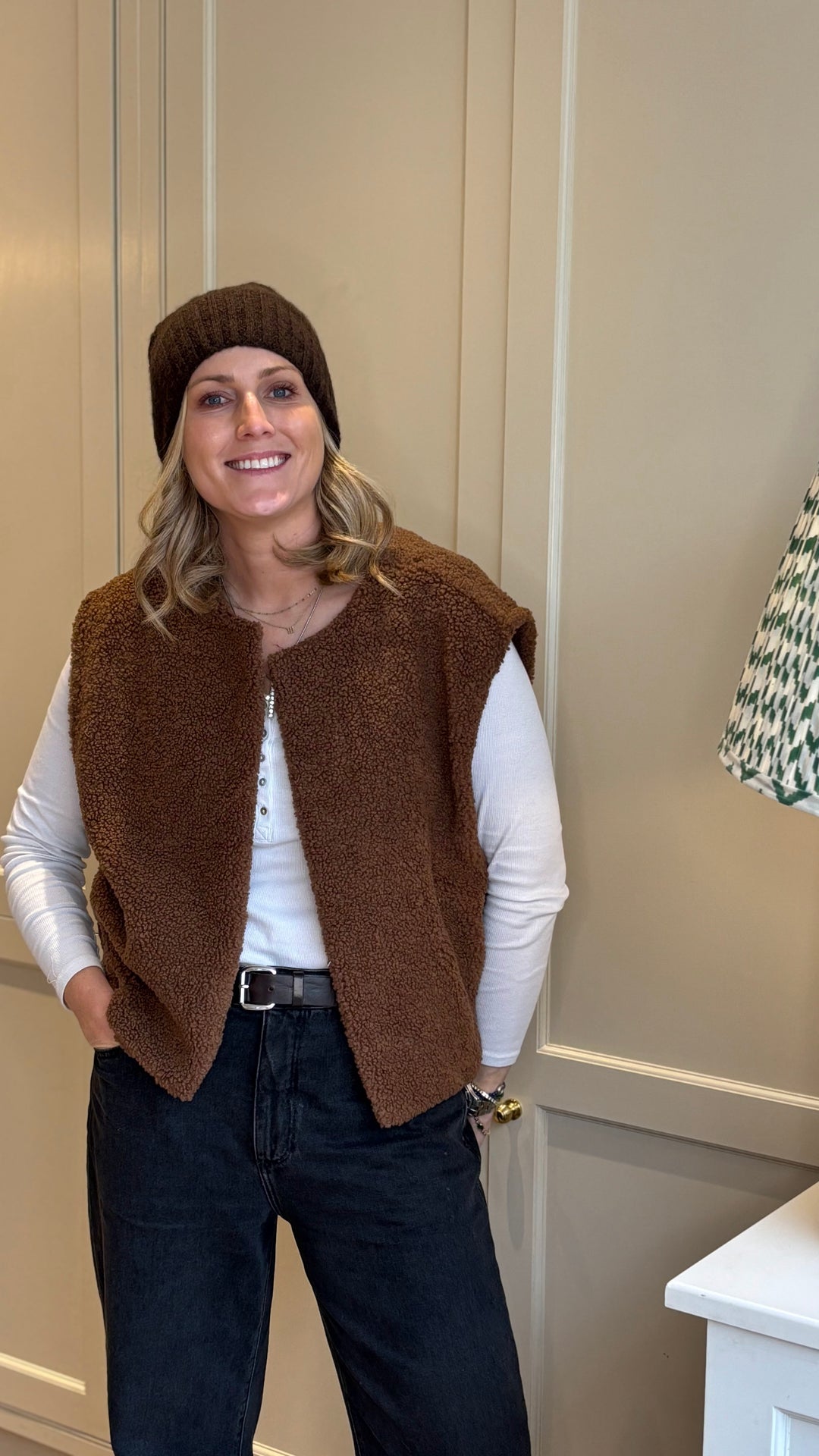 Boxy Fleece Chocolate Gilet-Jackets & Coats-LNH Edit