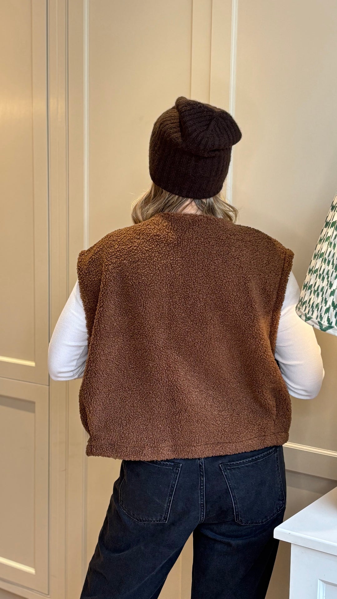 Boxy Fleece Chocolate Gilet-Jackets & Coats-LNH Edit